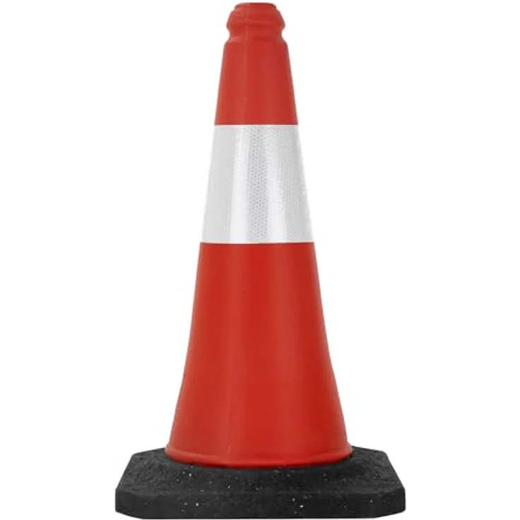 ECD Germany Verkehrskegel Pylone 4 Stück, 51 cm, Rot-Weiß, Robuste Leitkegel mit reflektierenden Streifen und schwerem Fuß für Innen- und Außenbereich – Bild 2