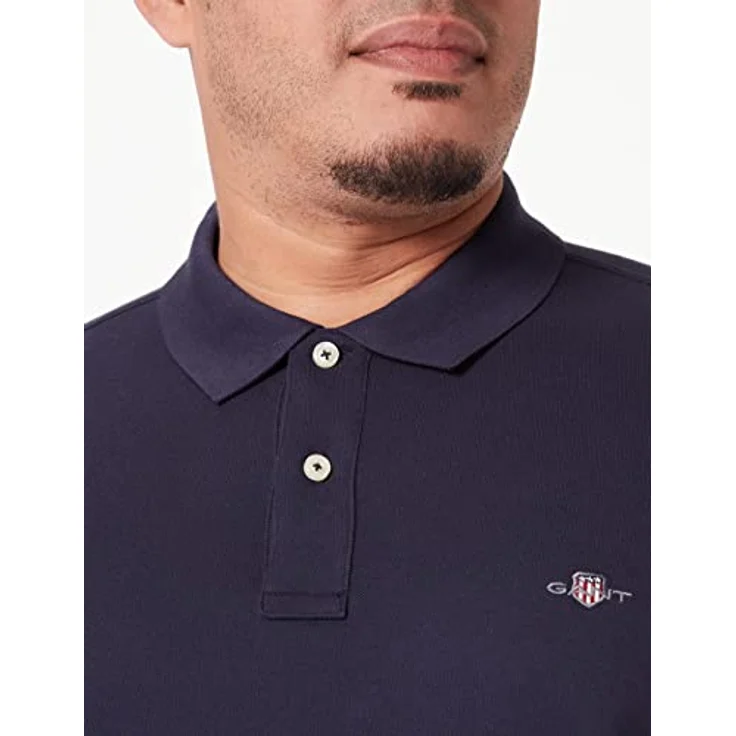 Gant Poloshirt REG SHIELD SS PIQUE POLO, 100% Baumwolle Pique, mit Logo und Flachstrickkragen, vielseitiges Styling, Navy – Bild 2