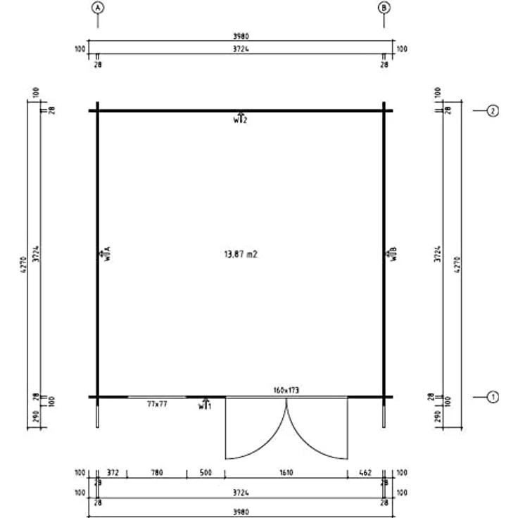 Gartenhaus Valerie-28 mit Fußboden aus Holz, Gerätehaus 428x427, 14,67 m², 28 mm Wandstärke, Holzhaus in Blockbohlen-Bauweise inkl. Fenster und Leimholztür Naturbelassen – Bild 5