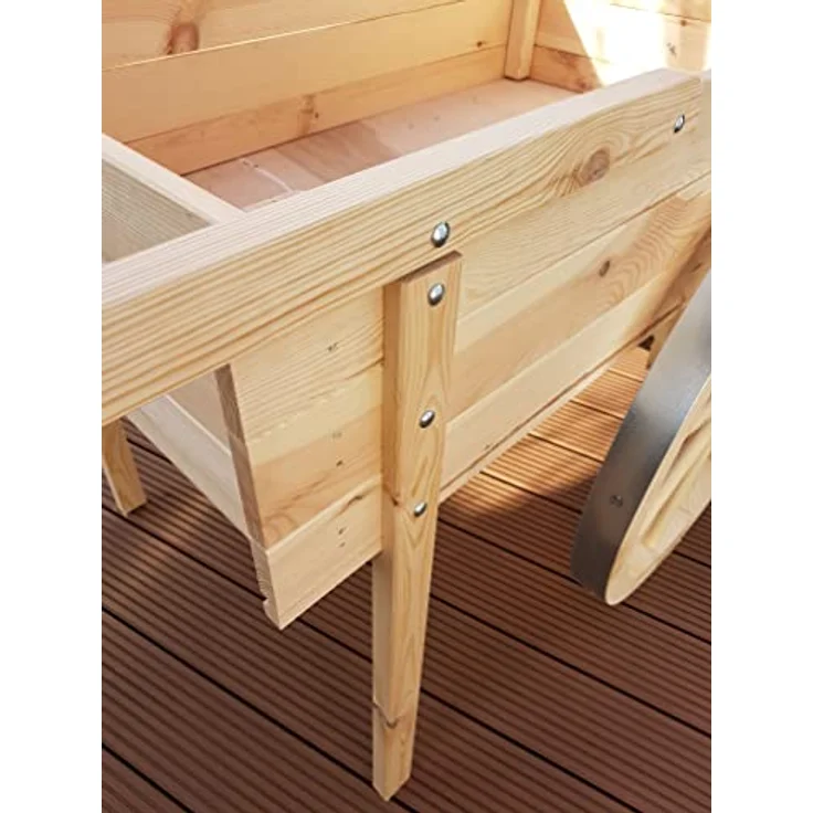 promadino Transportkarren Marktwagen, aus Kiefernholz mit Baldachin, weiß/rot, BxTxH: 173x82x184 cm – Bild 3
