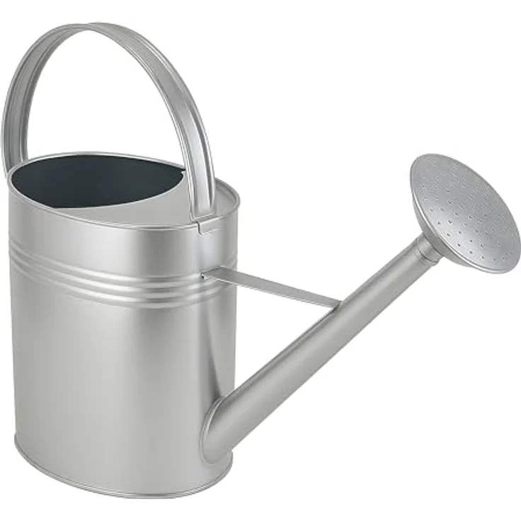 hrb Gießkanne Zinkgießkanne 10 L, feuerverzinkt, langlebige Metallgießkanne Kanne, aufschraubbarer Ausguss, silber – Bild 2