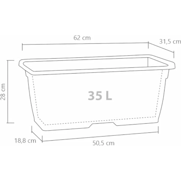 Scheurich Untersetzer für Pflanzkasten Nora, 7,5 cm x 29 cm x 60 cm, Metallic Grey, langlebiger Kunststoff – Bild 4