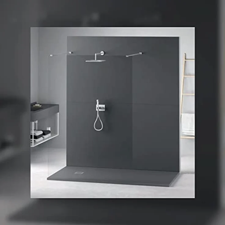 VERONI Duschwanne Kompositstein mit Schiefer-Muster, flach 160 x 90 x 3 cm, grau, rutschhemmend und antibakteriell – Bild 3