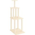 vidaXL Kratzbaum, Katzenbaum mit Sisal Kratzsäulen Etagen, Katzenkratzbaum Kletterbaum mit weichem Plüsch, Kletterturm Katzenmöbel, Creme