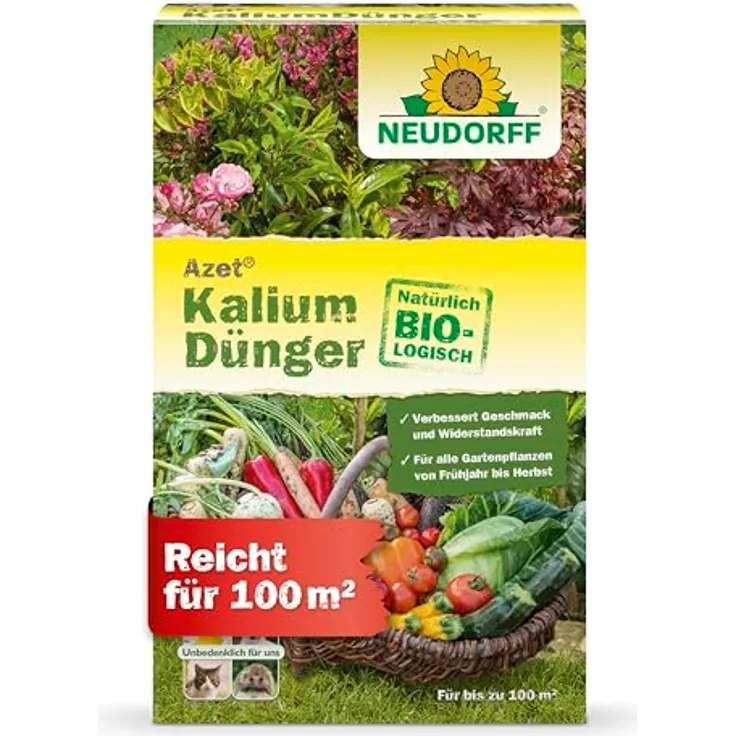 Neudorff Azet Kaliumdünger, Bio-Dünger für 100 m², gleicht Kaliummangel aus, verbessert Geschmack und Widerstandskraft, 2 kg, Braun