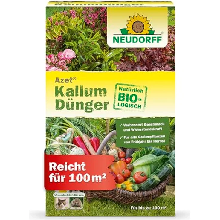 Neudorff Azet Kaliumdünger, Bio-Dünger für 100 m², gleicht Kaliummangel aus, verbessert Geschmack und Widerstandskraft, 2 kg, Braun – Bild 1