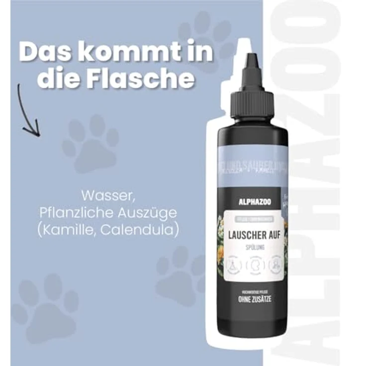 alphazoo Lauscher-Auf Ohrenreiniger für Hunde, 100 ml Natur-Ohrentropfen gegen Entzündungen, Milben, Pilz & Juckreiz, sanfte Schmalz- & Geruchsentfernung – Bild 3