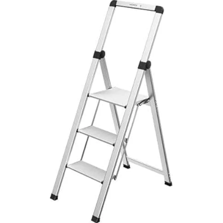 Hailo Selekta | Alu-Sicherheits-Trittleiter DK40 Basicline Design | 3 stufig, Silber