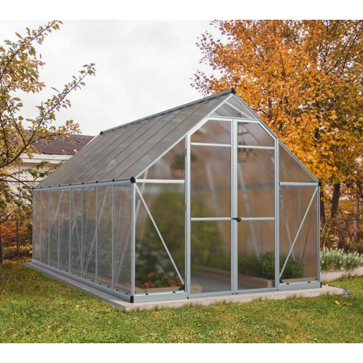 Palram - Canopia Kunststoff Gewächshaus Essence 816 | silber | 487x244x229 cm – Bild 1