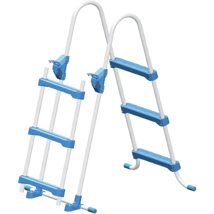 Sicherheitsleiter aus Stahl für 90 cm hohe Aufstellbecken - 2 x 3 Stufen Pool