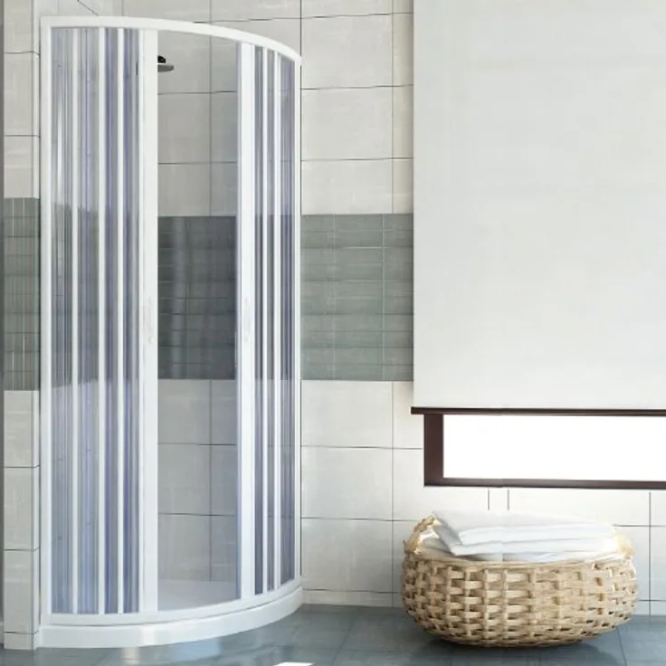 PVC Duschkabine Viertelkreis 70x90 mit zentraler Öffnung Mod. Scorpione