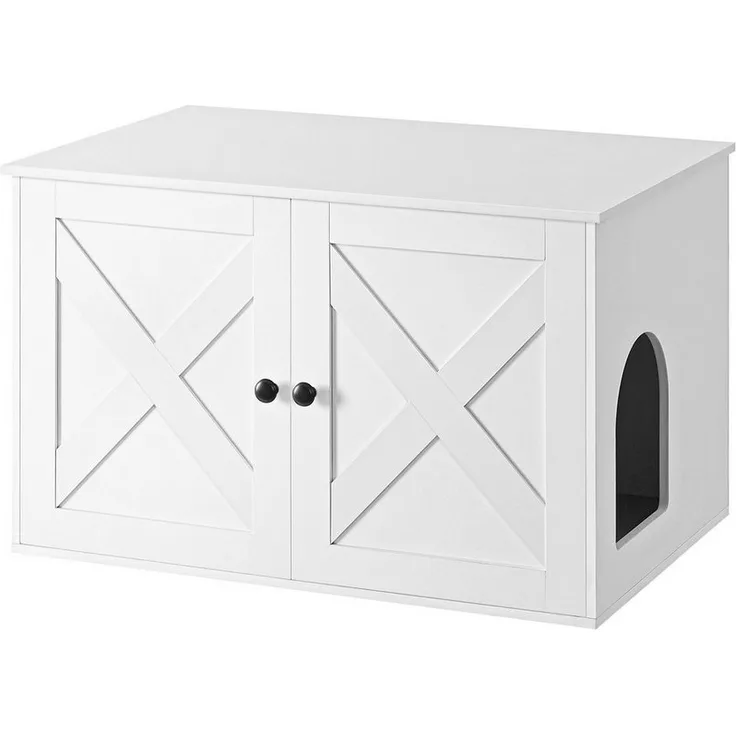 FEANDREA Katzenklo-Schrank, 80 x 53 x 49,2 cm, Vintagebraun-braun, mit geschlossener Kabine und doppelter Magnetverschlüsse