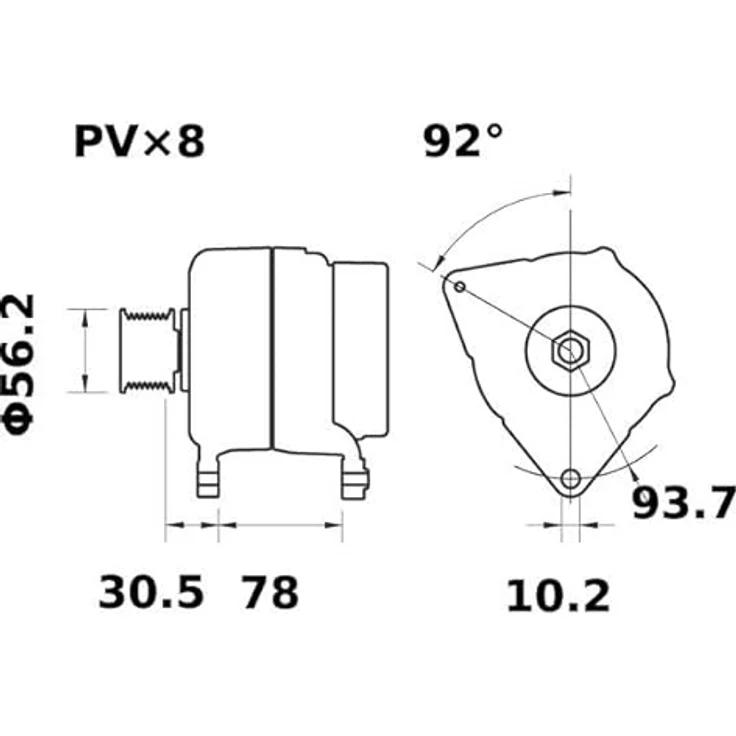 MAHLE Lichtmaschine MG 74, 14 V 95 A Generator mit Keilrippenscheibe Ø 10,2 mm für JCB – Bild 2