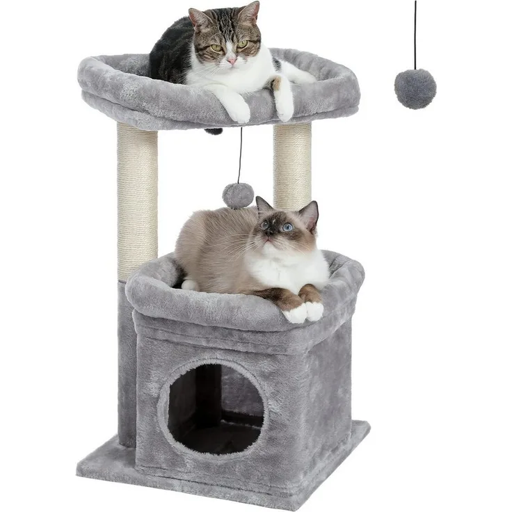 purplerain Kratzbaum Kratzbaum für Indoor-Katzen mit gemütlichem Katzenhaus, 68cm in Grün, Rosa, Lila