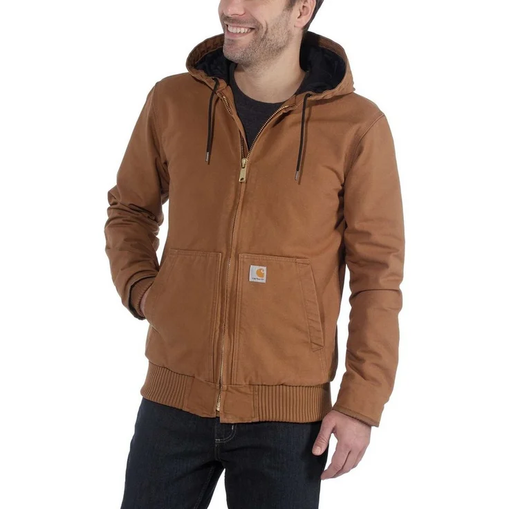 Carhartt Duck Active Jacket, Arbeitsjacke mit Kapuze, 100% Baumwolle, Braun – Bild 1