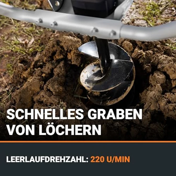 WORX Nitro WG865E.9 Akku-Erdbohrer 40V, Brushless Motor, 20 cm Bohrer, 2 Geschwindigkeiten, Rückwärtslauf & Anti-Kickback, ergonomisch leicht, ohne Akku & Ladegerät – Bild 3
