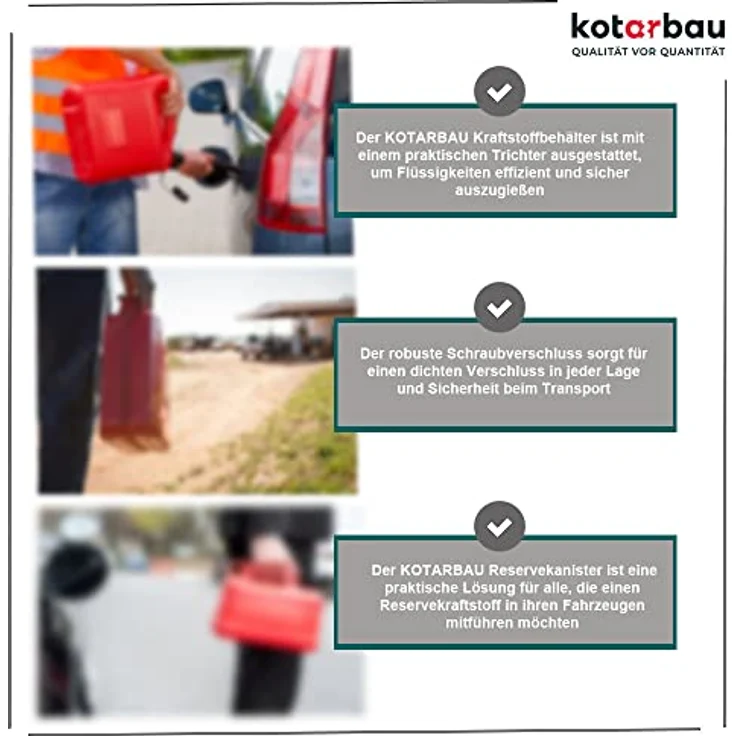 KOTARBAU® Benzinkanister aus Kunststoff, 5L mit Ausgießer, rot/weiß, für alle Kraftstoffarten, strapazierfähig und langlebig – Bild 5