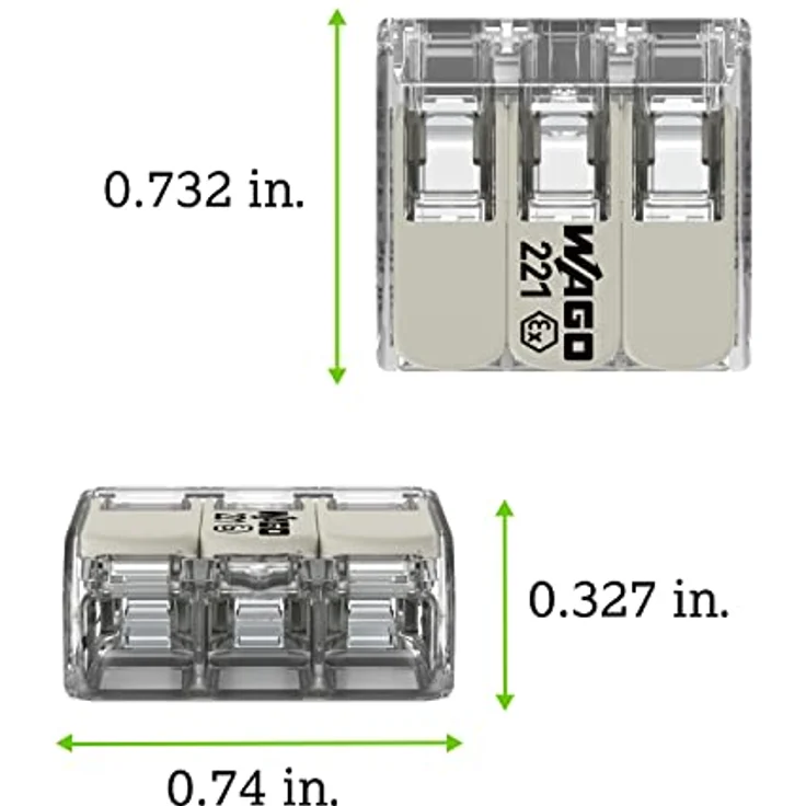 WAGO 221-483 Verbindungsklemme, flexibel für 0,20-4mm², 3-polig, Transparent, Weiß, mit Hebelanschluss – Bild 3