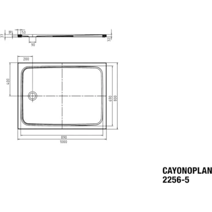 Kaldewei CAYONOPLAN M.2256-5, Duschwanne 800x1000x18,5 mm, hochwertiges Stahl-Emaille – Bild 2