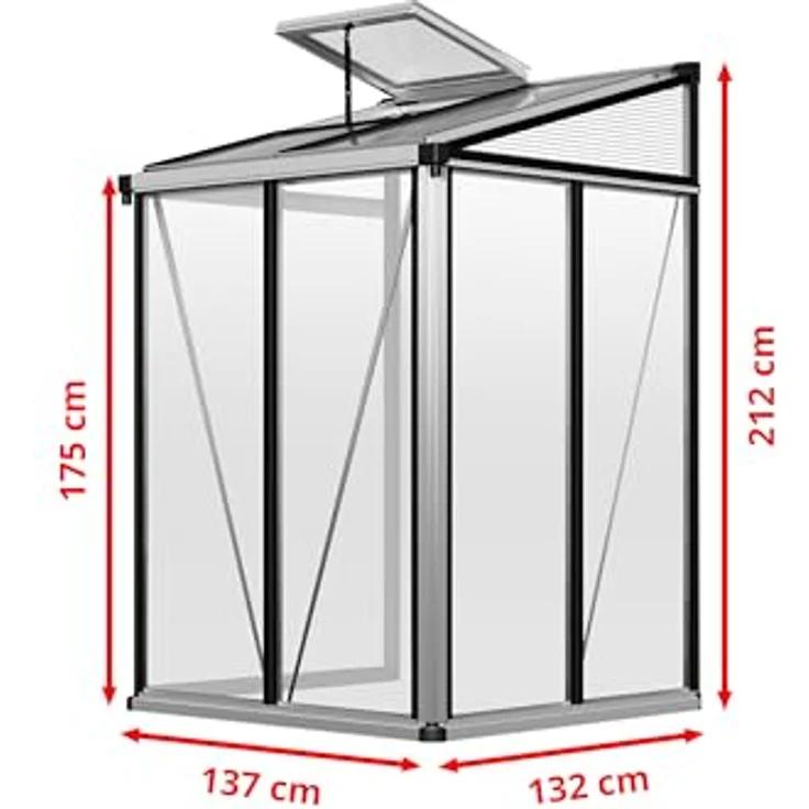 GFP Gewächshaus Anlehngewächshaus Flora 22 - Aluminium - 137x142 cm - 16 mm Polycarbonat-Platten - lichtdurchlässig – Bild 3