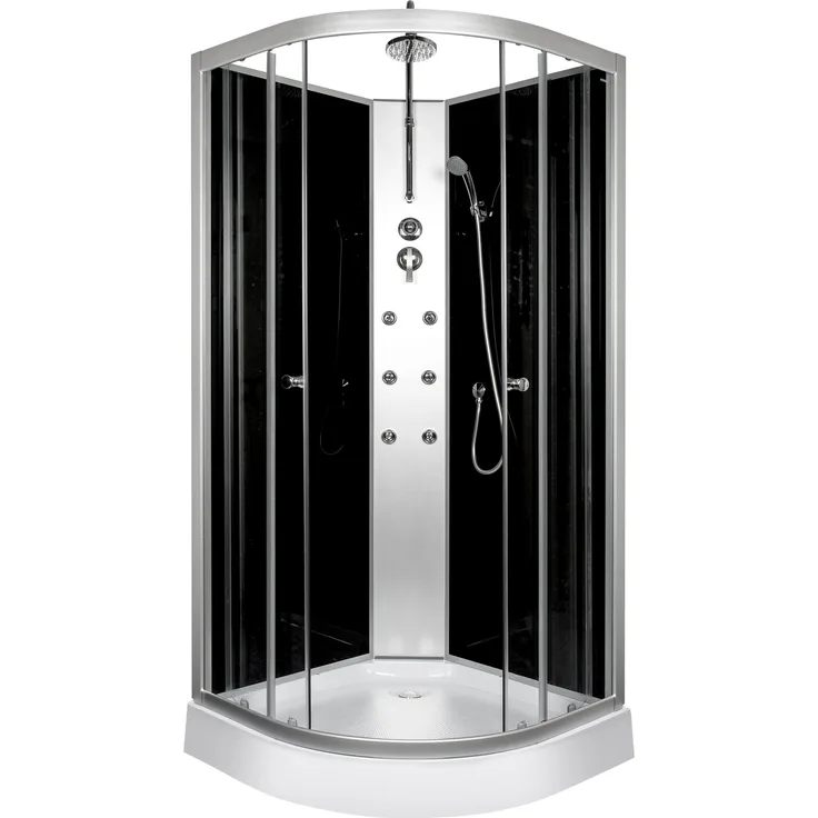 Novoterm Duschtempel Dusche Mia, Fertigdusche 80 x 80 cm mit Hydromassage, Regendusche und Schiebetüren aus gehärtetem Sicherheitsglas