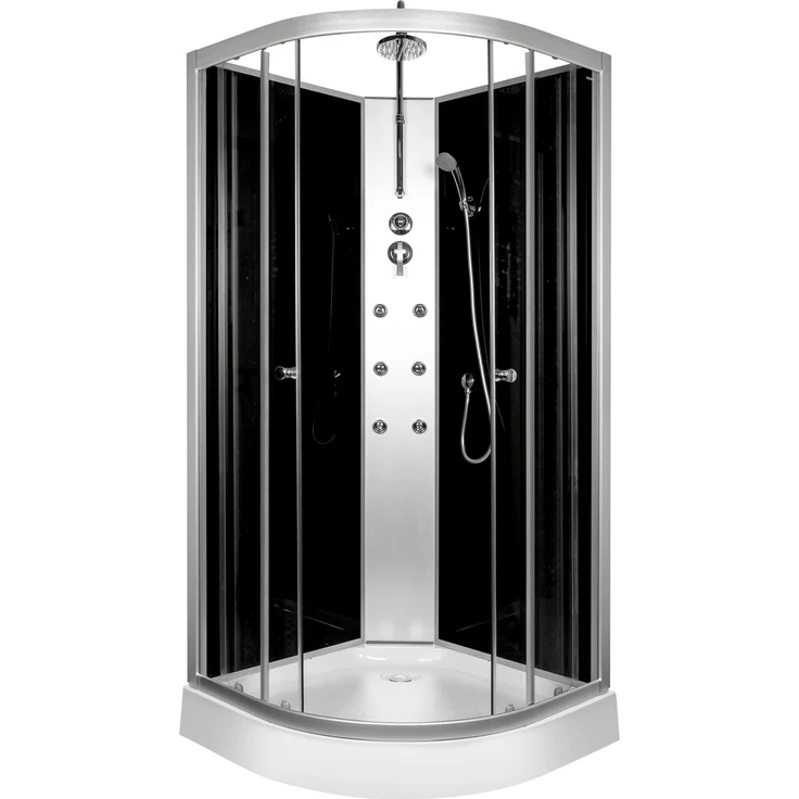 Novoterm Duschtempel Dusche Mia, Fertigdusche 80 x 80 cm mit Hydromassage, Regendusche und Schiebetüren aus gehärtetem Sicherheitsglas