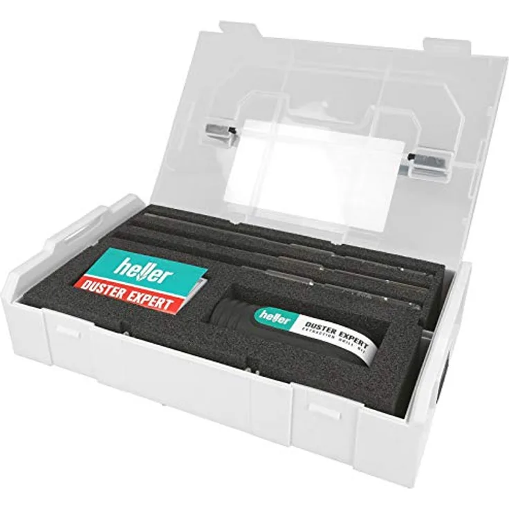 Heller Tools Duster Expert 3-tlg. Set, Schwarz-Grau, Bohrer mit integriertem Staubabsauger, Ø 6/8/10 x 100/220 mm, inkl. Adapter