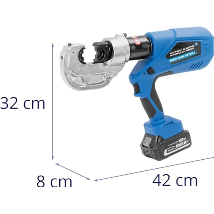MSW Hydraulische Crimpzange, 16 bis 400 mm² mit 120 kN Presskraft, LED-Beleuchtung, blau – Bild 5