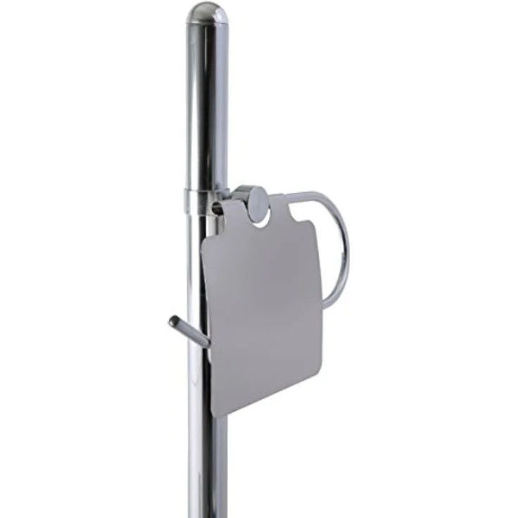 axentia WC-Garnitur Lianos aus Chrom - Toilettenpapierhalter, Toilettenbürste & Klobürstenhalter stehend - WC Bürstengarnitur ohne Bohren - WC-Ständer und Bürste verchromt – Bild 3
