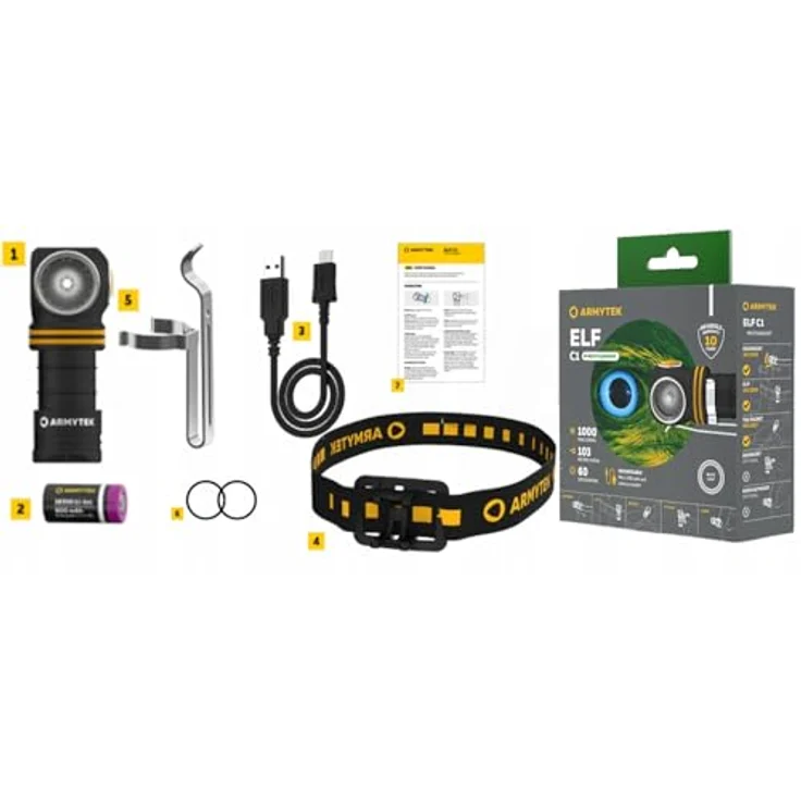 Armytek Elf C1, LED-Taschenlampe mit 1000 Lumen, Akku, USB-C Ladefunktion, 55 g, neutralweiß – Bild 5