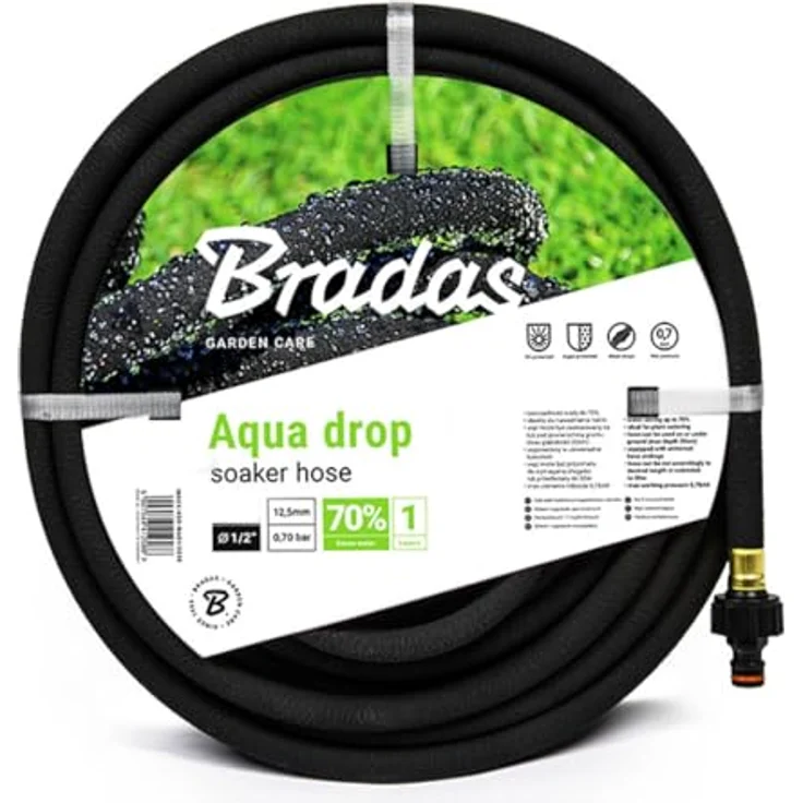 Bradas WAD1/2075 Tropfschlauch Aqua-Drop 1/2 Zoll, 7,5 m Perlschlauch/Gartenschlauch, schwarz, 30 x 30 x 5 cm – Bild 2