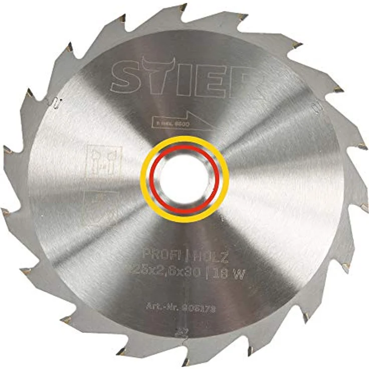 STIER Profi Kreissägeblatt, für Tischkreissägen, Holz, 225x2,6x30, 18 Wechselzähne, gehärtet, 28° Spanwinkel – Bild 1