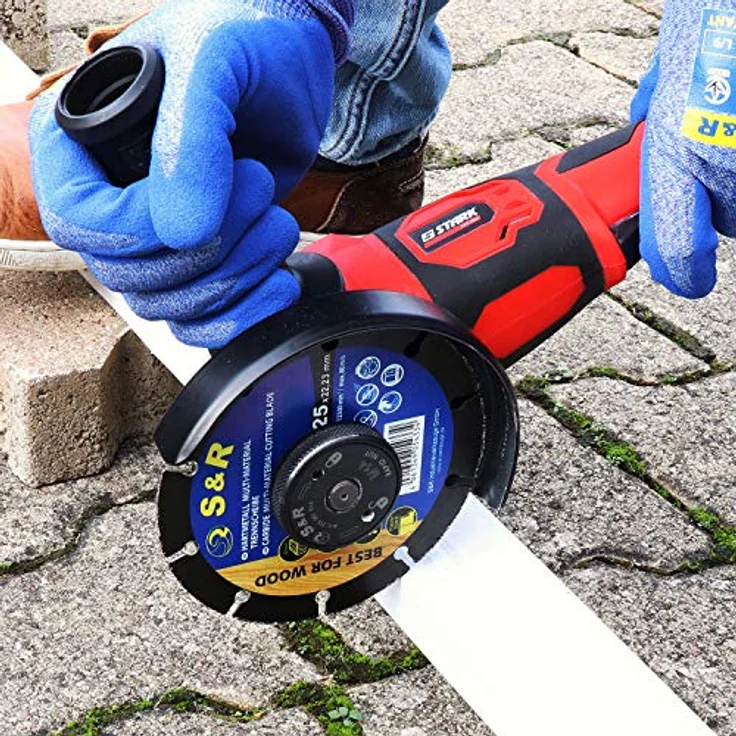 S&R Karbid Hartmetall Trennscheibe 125 x 22,23 mm, Multi-Material für alle Arten von Holz, Holz mit Nägel, Plastik und Gipskarton, besonders hohe Standzeit, für Winkelschleifer – Bild 5