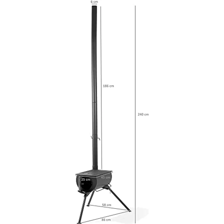 CampFeuer Zeltofen, 58 x 86 x 240 cm, Zeltheizung Camping, Zelt Ofen Outdoor, Stahl, lackiert – Bild 4