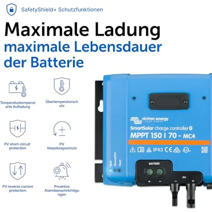 Victron Energy SmartSolar MPPT 150/70, Solar-Laderegler mit ultraschnellem Powertracking und Bluetooth-Funktionalität – Bild 8