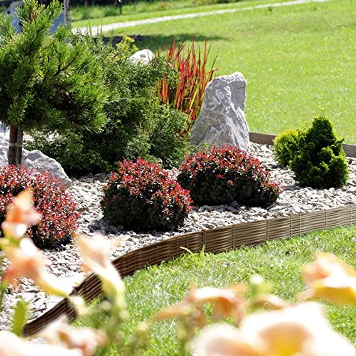 Rasenkante Kunststoff UV-beständig Erdspieß wetterfest Beetumrandung Beeteinfassung Weidezaun Optik Gartenzaun Randstein – Bild 2