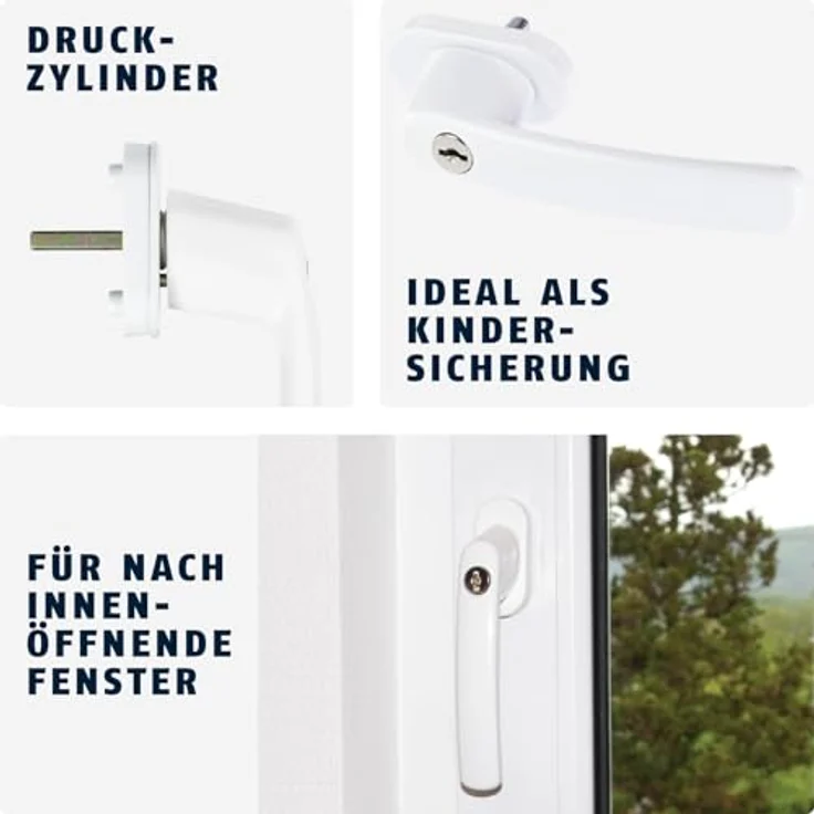 ABUS FG200, Abschließbarer Fenstergriff mit Druckzylinder, 3er Set, gleichschließend, Weiß, Sicherheitslevel 3 – Bild 3