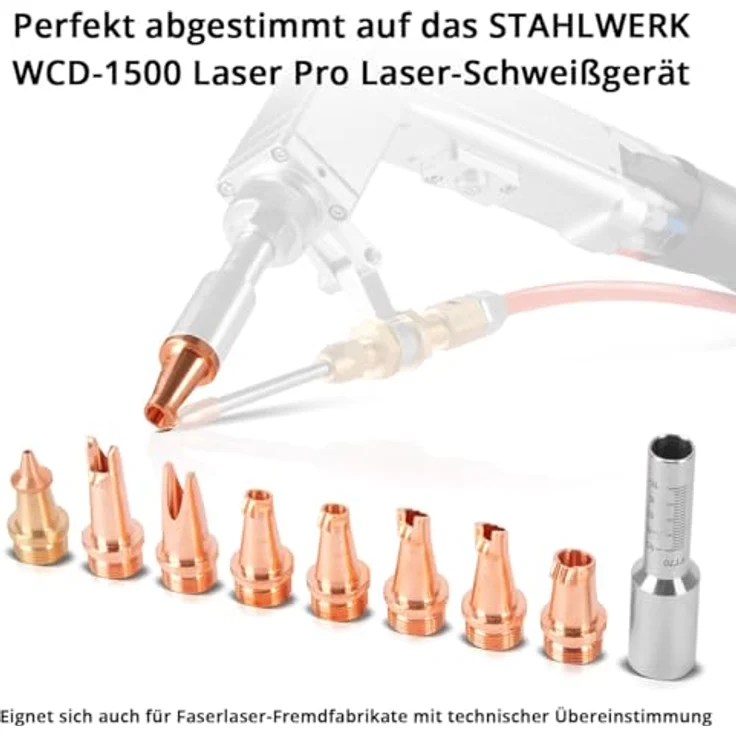 STAHLWERK Laser-Düsen 9er Set, Profi-Zubehör für Laser-Schweißbrenner mit 7 Schweißdüsen, 1 Schneiddüse, 1 Düsenträger und Schutzbox, bis 2000 Watt – Bild 4