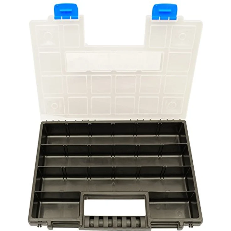 HASKYY Sortimentskoffer Sortimentsbox 2x XL Organizer, Unterteilt und Stapelbar, 345x249x50 mm, Robuster Kunststoff für Kleinteile und Werkzeuge – Bild 2