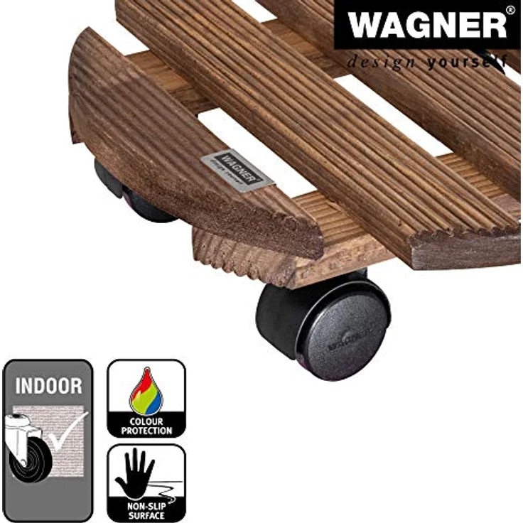 WAGNER Pflanzenroller Country Ø 30 cm I Pflanzenroller für Innenbereich, palisander I Rutschsicheres Rollbrett I Kübelroller aus Holz I Tragkraft 100 kg I Made in EU ? 20018301 – Bild 4