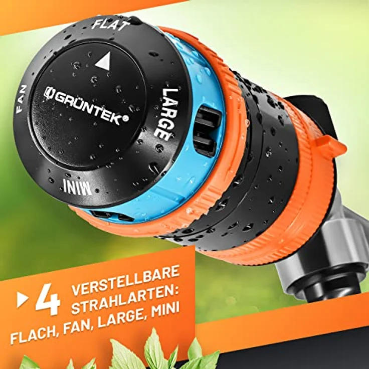GRÜNTEK 4-facher Multifunktions-Kreisregner, großflächiger Sprinkler bis 452 qm mit Sektoreinstellung 30°-360° und 4 Strahlarten für optimale Gartenbewässerung – Bild 3