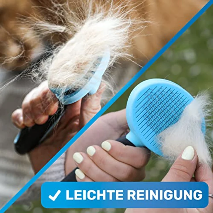 BluePet ZupfZeug Fellpflegebürste für Katzen und Hunde - Katzenbürste Langhaar Selbstreinigend - Zupfbürste - Fellpflege Britisch Kurzhaar - Hundebürste – Bild 3