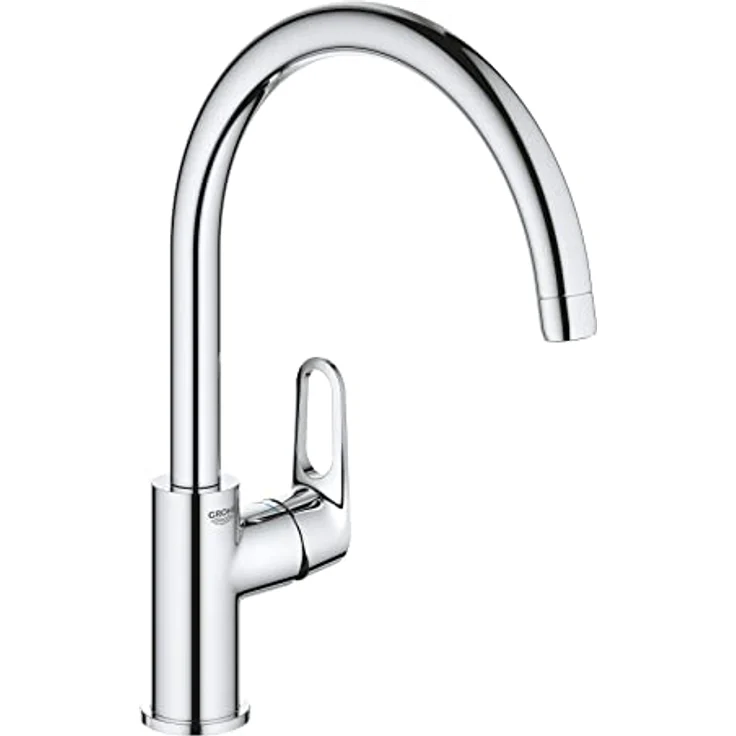 Grohe Küchenarmatur BauFlow, C-Auslauf, Hochdruck, Chrom, 360 Grad schwenkbar – Bild 1