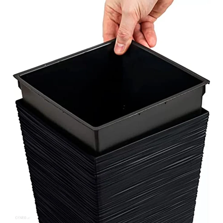 Prosperplast Furu Square Pflanzgefäß, rechteckig, Kunststoff, 75,5 cm hoch, 91,5 l Fassungsvermögen, mit auslaufsicherem Deckel – Bild 6