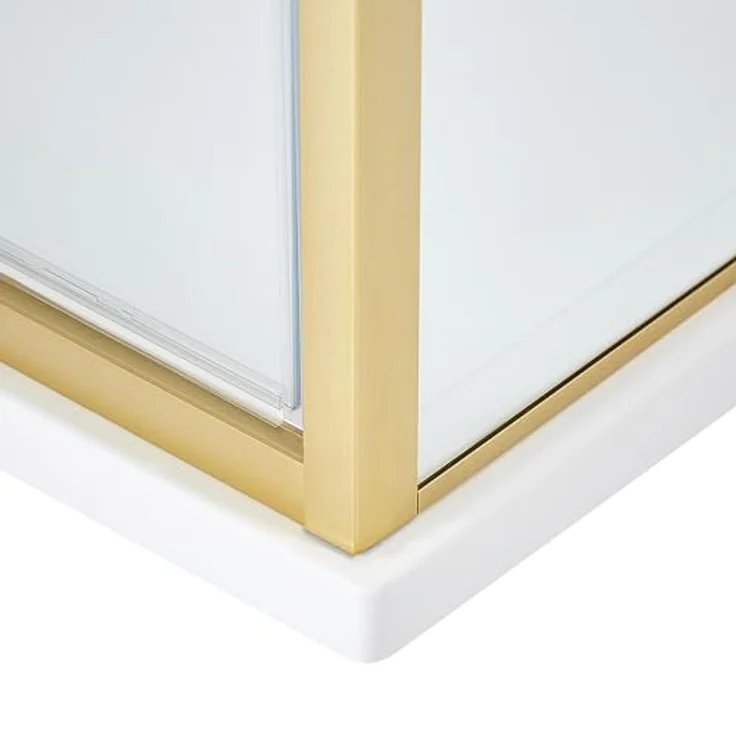 BELIANI Duschkabine Gold, Sicherheitsglas mit verchromtem Aluminiumrahmen und Magnetschloss, Einzeltür 90x90x185cm, modernes elegantes Design – Bild 7