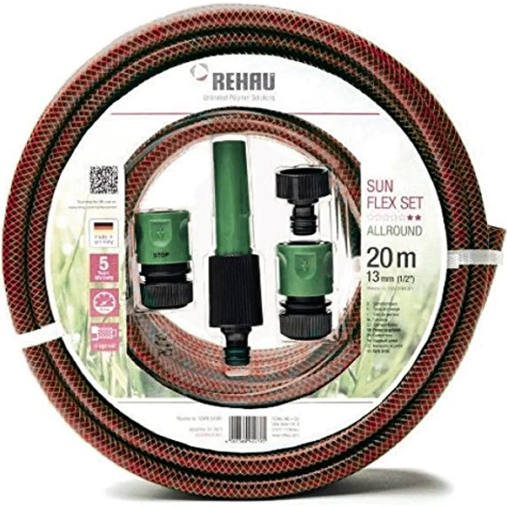Rehau 18576 9 Sun Flex Gartenschlauch-Set, 20 m Rolle, Rot, 13 mm, 1-2 Zoll – Bild 3