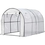 Sekey Gewächshaus Foliengewächshaus Windfest Folientunnel Begehbar Tomatenhaus mit DREI Kleine Fenster für Pflanzen 200x300x190cm, Weiß