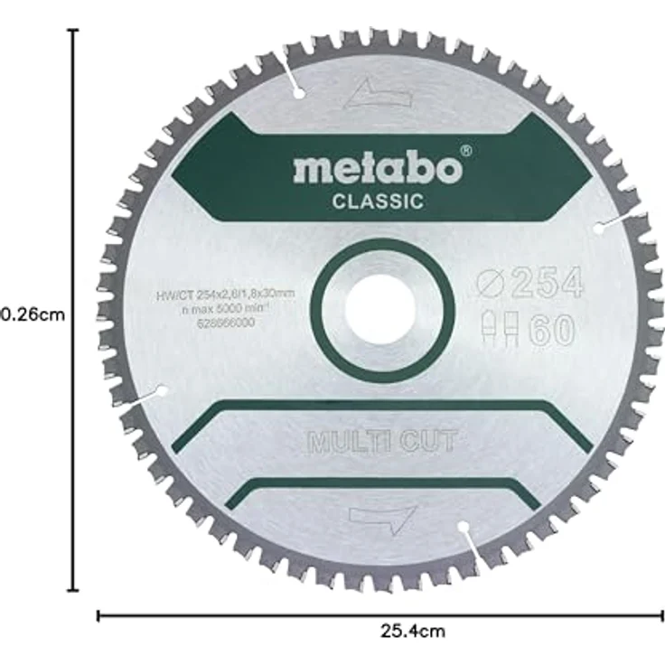 Metabo Sägeblatt multi cut - classic, 254x2,6/1,8x30 Z60 FZ/TZ 5°neg - 628285000 – Bild 7