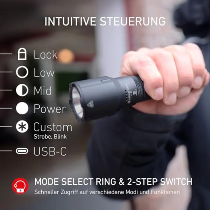 Ledlenser TT3R Taschenlampe, 1900 Lumen, IP68, USB-C, 50 h Leuchtdauer, inkl. Gürteltasche und Handschlaufe – Bild 4