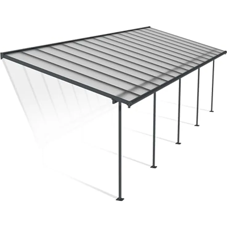 Canopia by Palram Terrassenüberdachung Alu Sierra, 924 x 295 cm, mit schlagfesten 6 mm Polycarbonat Hohlkammerplatten, grau